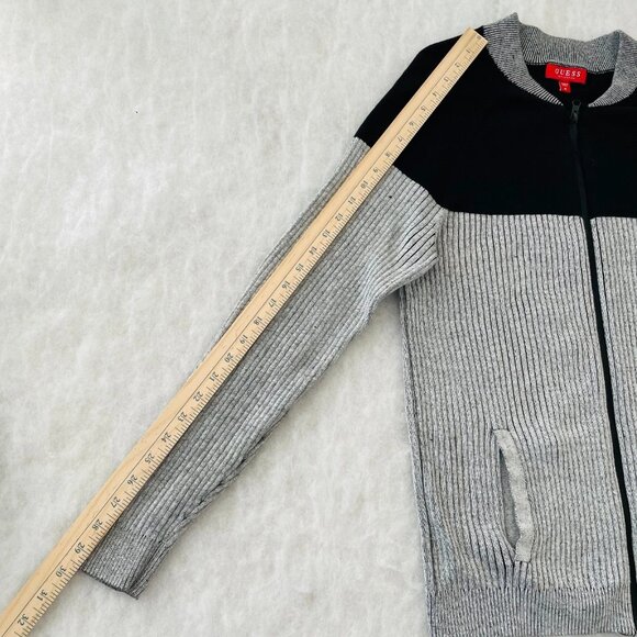 Guess Los Angeles Mens Gray Full Zip Pocket Rib Knit Cardigan Sweater Size M - Picture 7 of 8